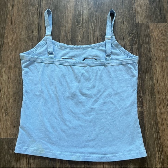 'Edikted Blue 80s Babe Appliqué Cotton Crop Top Graphic Tank Top Stretch M - Picture 6 of 9